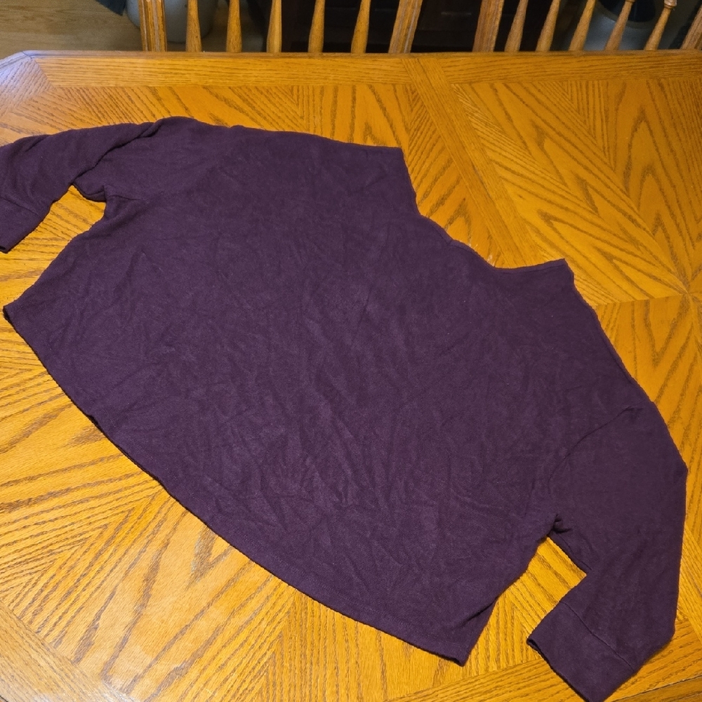 Maurices Plum V-Neck Knit Top With Black Velvet Tie